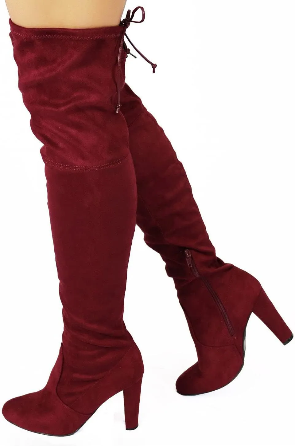 Wild Diva Women's Over The Knee Boot - Sexy Over The Knee High Pullon Boot - Trendy Low Block Heel Shoe - Comfortable - Wide Calf & Regular FIT