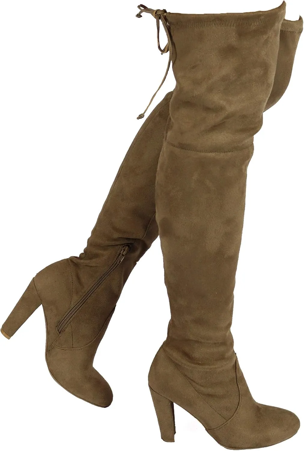 Wild Diva Women's Over The Knee Boot - Sexy Over The Knee High Pullon Boot - Trendy Low Block Heel Shoe - Comfortable - Wide Calf & Regular FIT