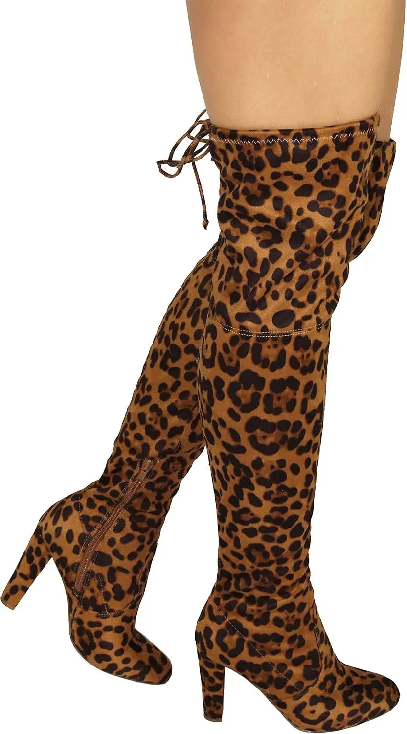 Wild Diva Women's Over The Knee Boot - Sexy Over The Knee High Pullon Boot - Trendy Low Block Heel Shoe - Comfortable - Wide Calf & Regular FIT