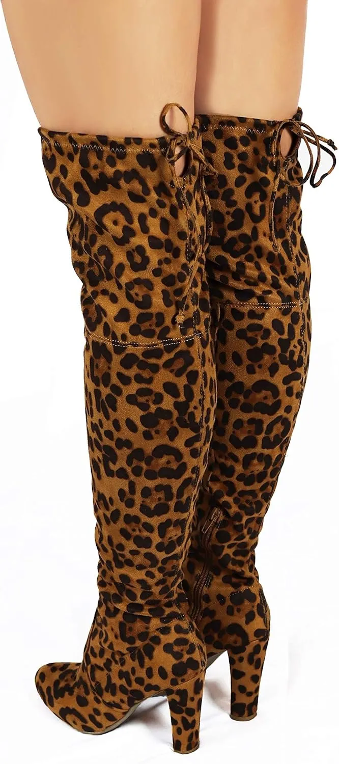 Wild Diva Women's Over The Knee Boot - Sexy Over The Knee High Pullon Boot - Trendy Low Block Heel Shoe - Comfortable - Wide Calf & Regular FIT