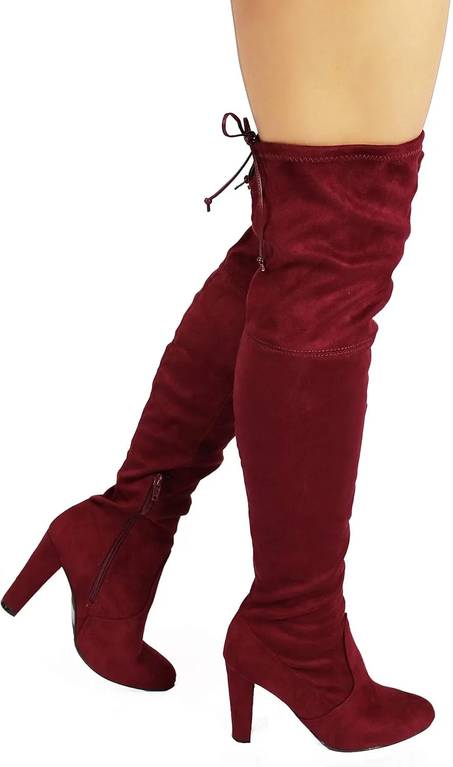 Wild Diva Women's Over The Knee Boot - Sexy Over The Knee High Pullon Boot - Trendy Low Block Heel Shoe - Comfortable - Wide Calf & Regular FIT