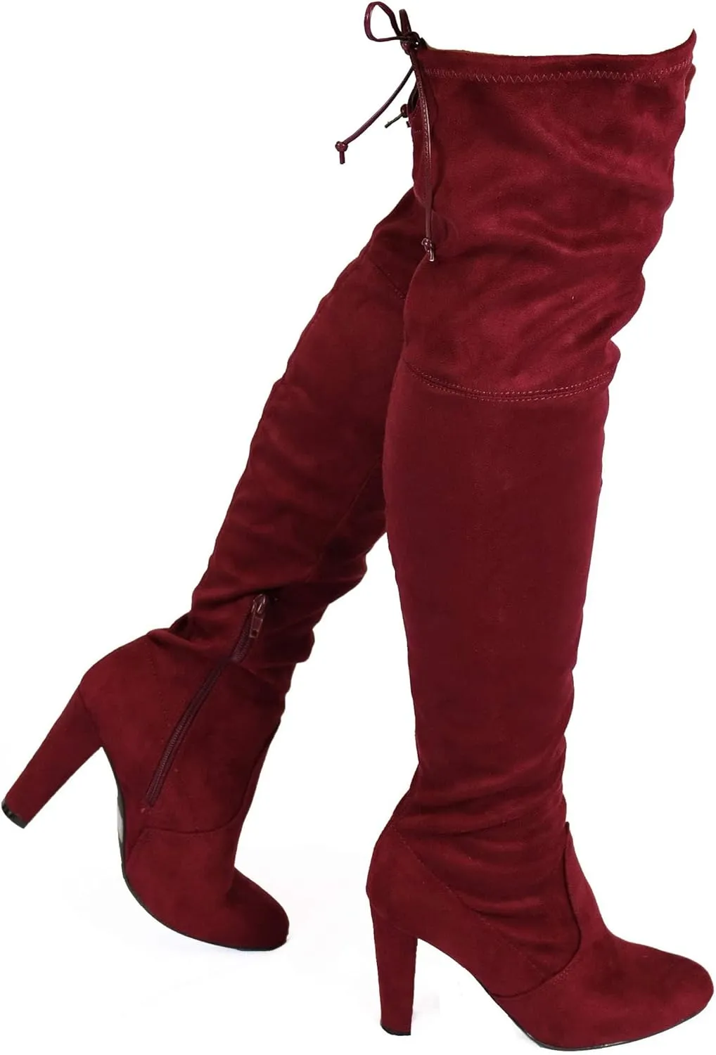 Wild Diva Women's Over The Knee Boot - Sexy Over The Knee High Pullon Boot - Trendy Low Block Heel Shoe - Comfortable - Wide Calf & Regular FIT