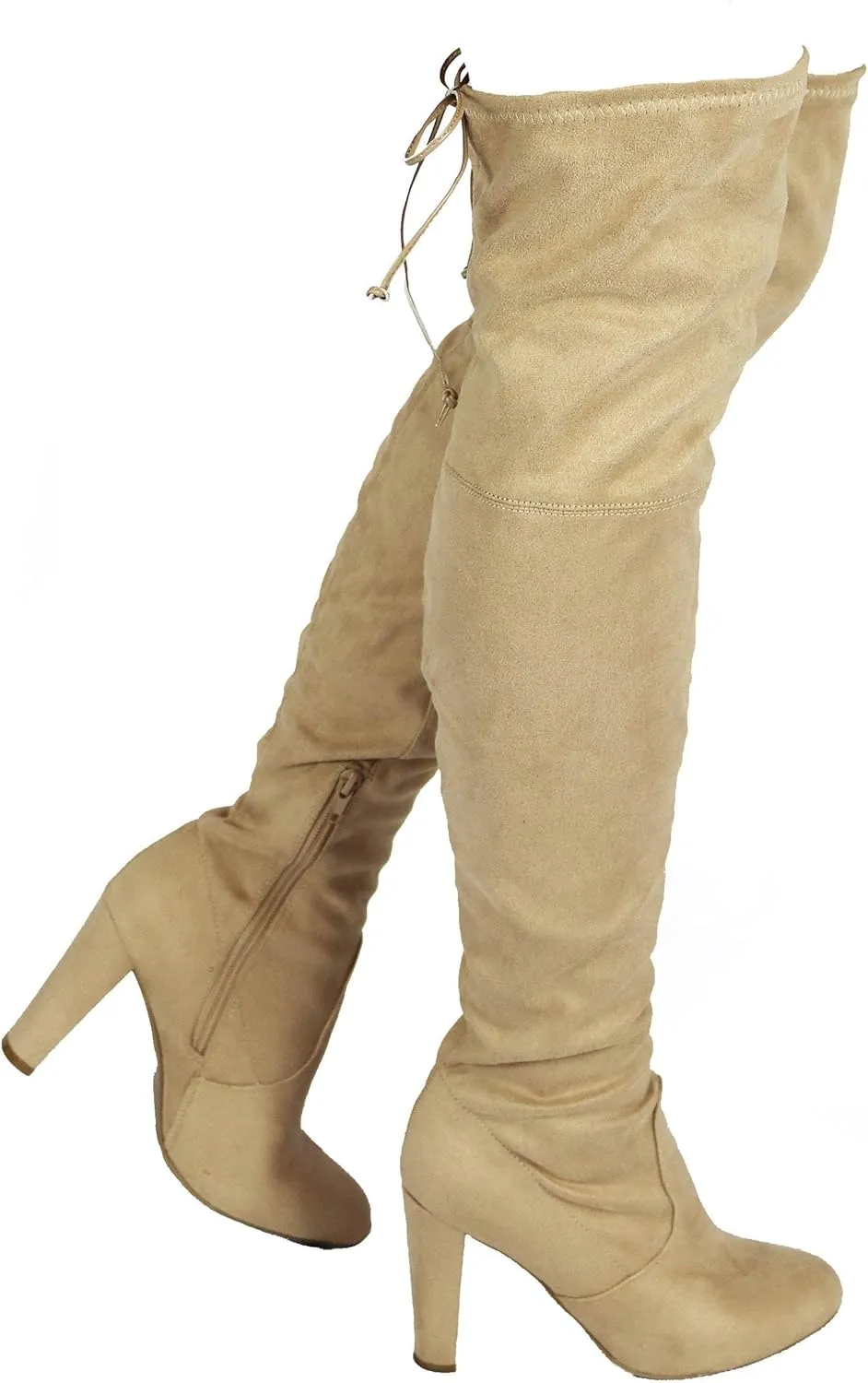 Wild Diva Women's Over The Knee Boot - Sexy Over The Knee High Pullon Boot - Trendy Low Block Heel Shoe - Comfortable - Wide Calf & Regular FIT