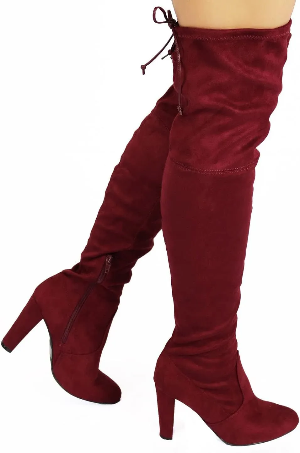Wild Diva Women's Over The Knee Boot - Sexy Over The Knee High Pullon Boot - Trendy Low Block Heel Shoe - Comfortable - Wide Calf & Regular FIT