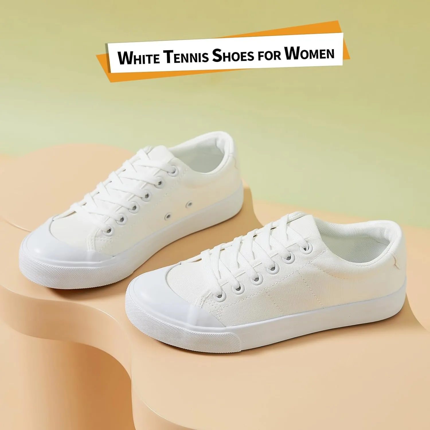 Witwatia Womens White Tennis Shoes Canvas Fashion Sneakers Low Top Casual Walking Shoes for Women
