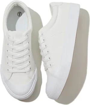 Witwatia Womens White Tennis Shoes Canvas Fashion Sneakers Low Top Casual Walking Shoes for Women