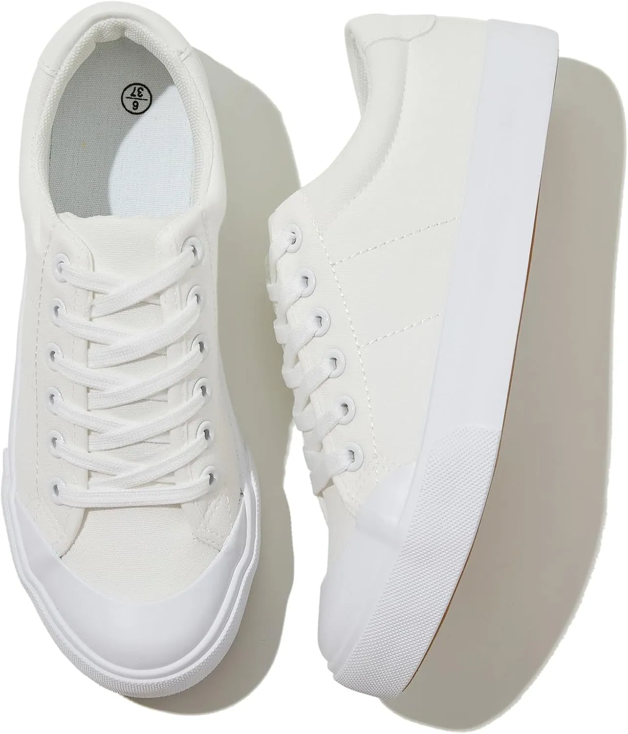 Witwatia Womens White Tennis Shoes Canvas Fashion Sneakers Low Top Casual Walking Shoes for Women