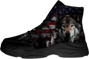 Wolf Shoes for Men Lace Up Canvas Black High Top Sneakers