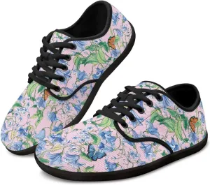 Women Comfortable Lace-Up Barefoot Shoes Lightweight Non Slip Sneakers Wide Toe Slip On Skate Shoe US Size 6-13.5 Black Sole