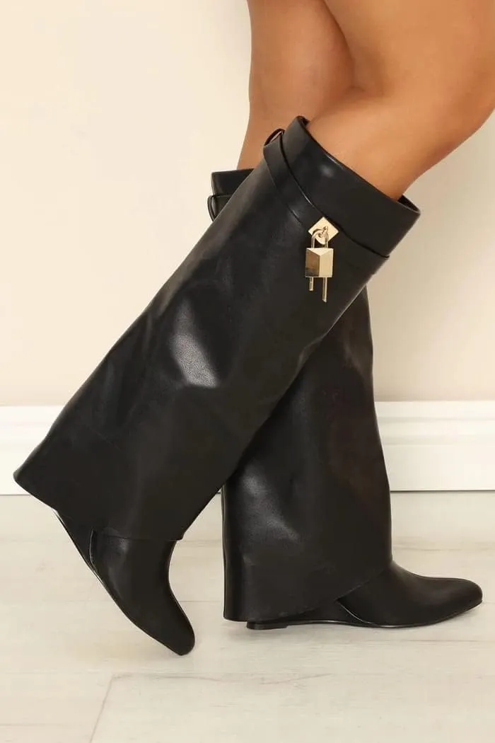 Women Mid-Calf Wedge Boot