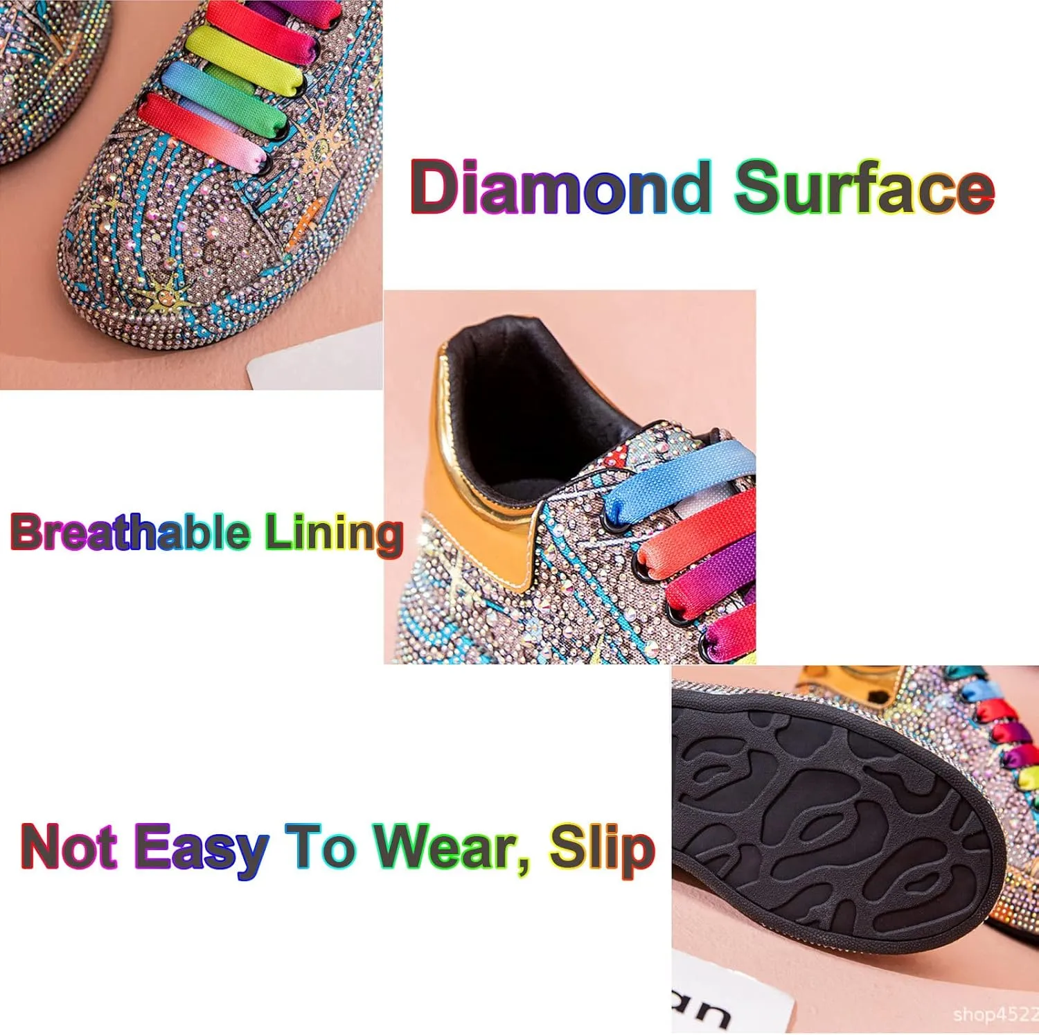 Women Sneakers Woman Luxury Platform Women Trainers Rhinestone Fashion Casual Shoes for Women Sneakers,Black-35 EU