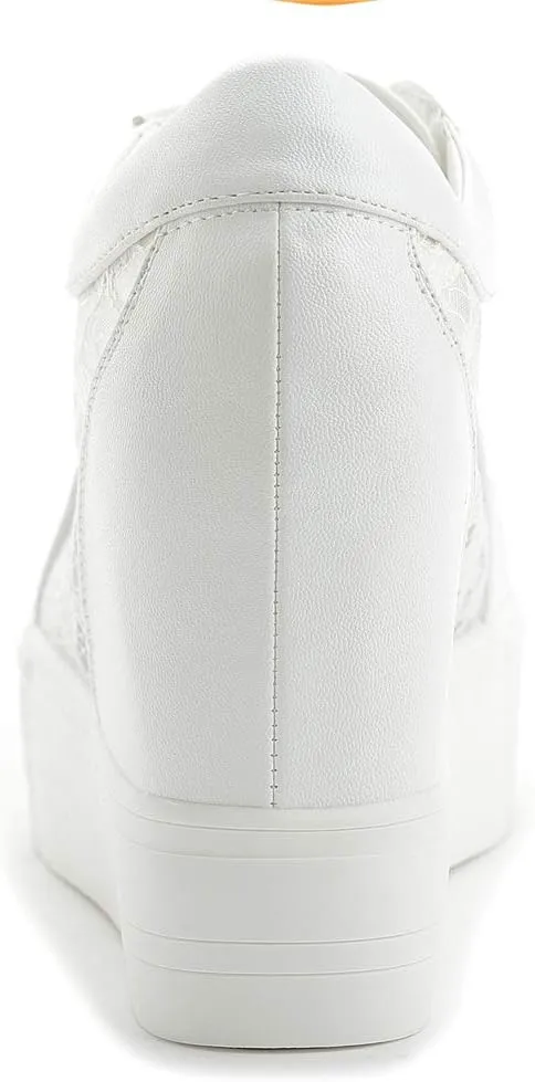 Women Wedges Sneakers with Hidden Heel Ankle High Platform Walking Shoes Fashion Bride Wedding Shoes