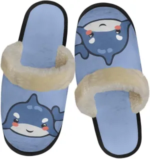 Women's Animal Plush Slippers Fuzzy Comfortable Anti-Skid Cotton Indoor Outdoor Slippers Slip-On Slippers for Ladies