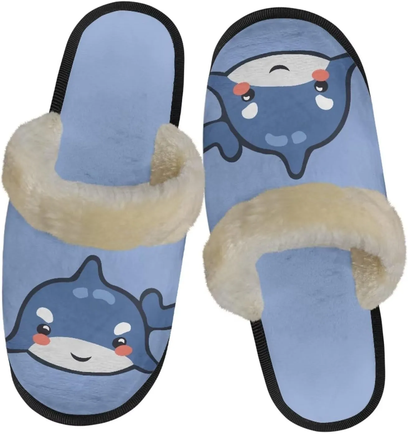 Women's Animal Plush Slippers Fuzzy Comfortable Anti-Skid Cotton Indoor Outdoor Slippers Slip-On Slippers for Ladies