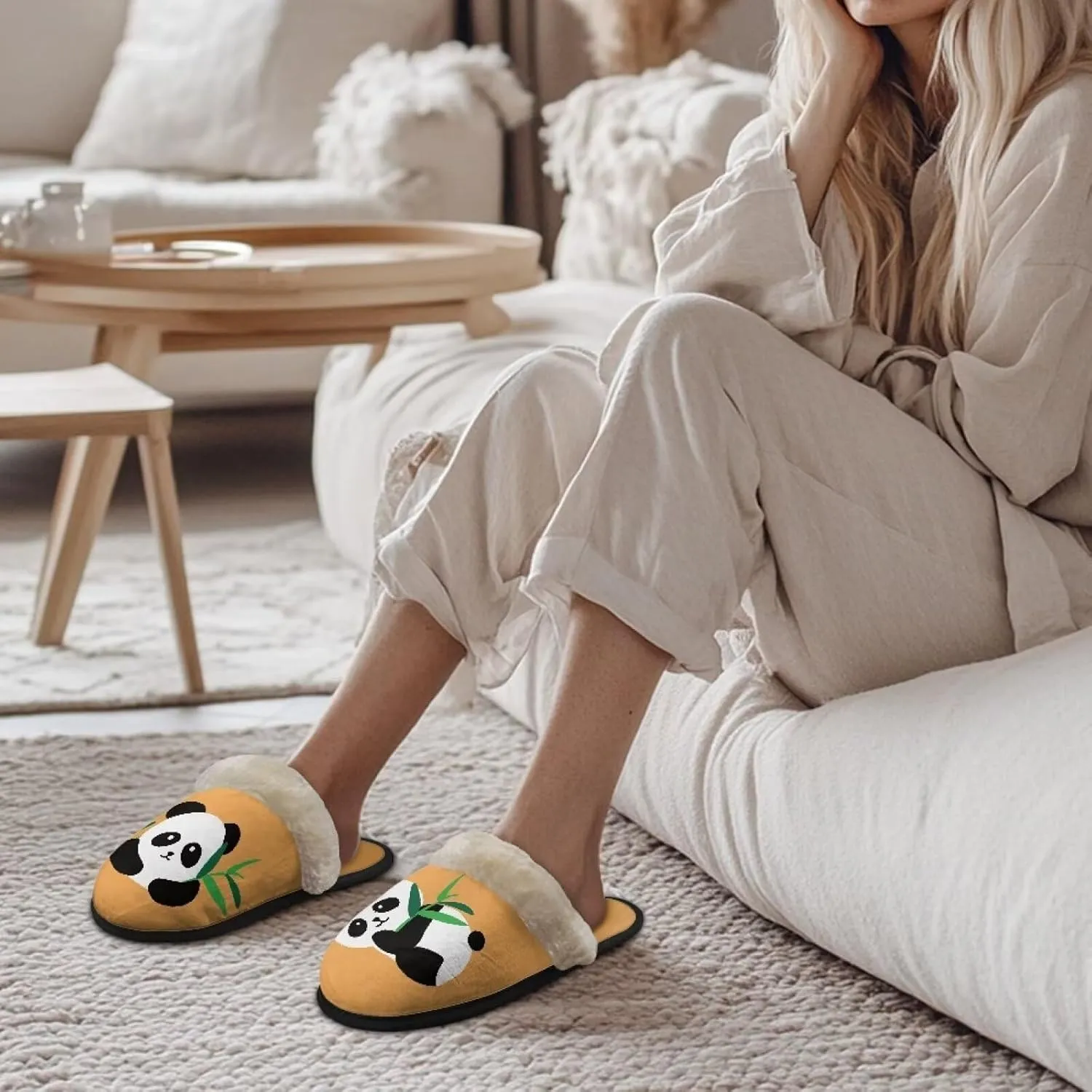 Women's Animal Plush Slippers Fuzzy Comfortable Anti-Skid Cotton Indoor Outdoor Slippers Slip-On Slippers for Ladies