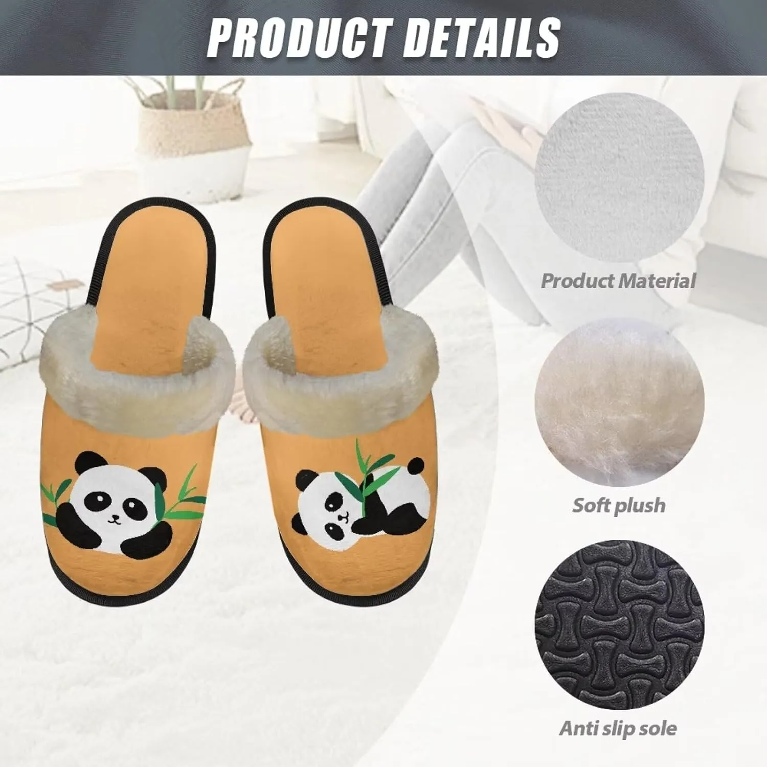 Women's Animal Plush Slippers Fuzzy Comfortable Anti-Skid Cotton Indoor Outdoor Slippers Slip-On Slippers for Ladies