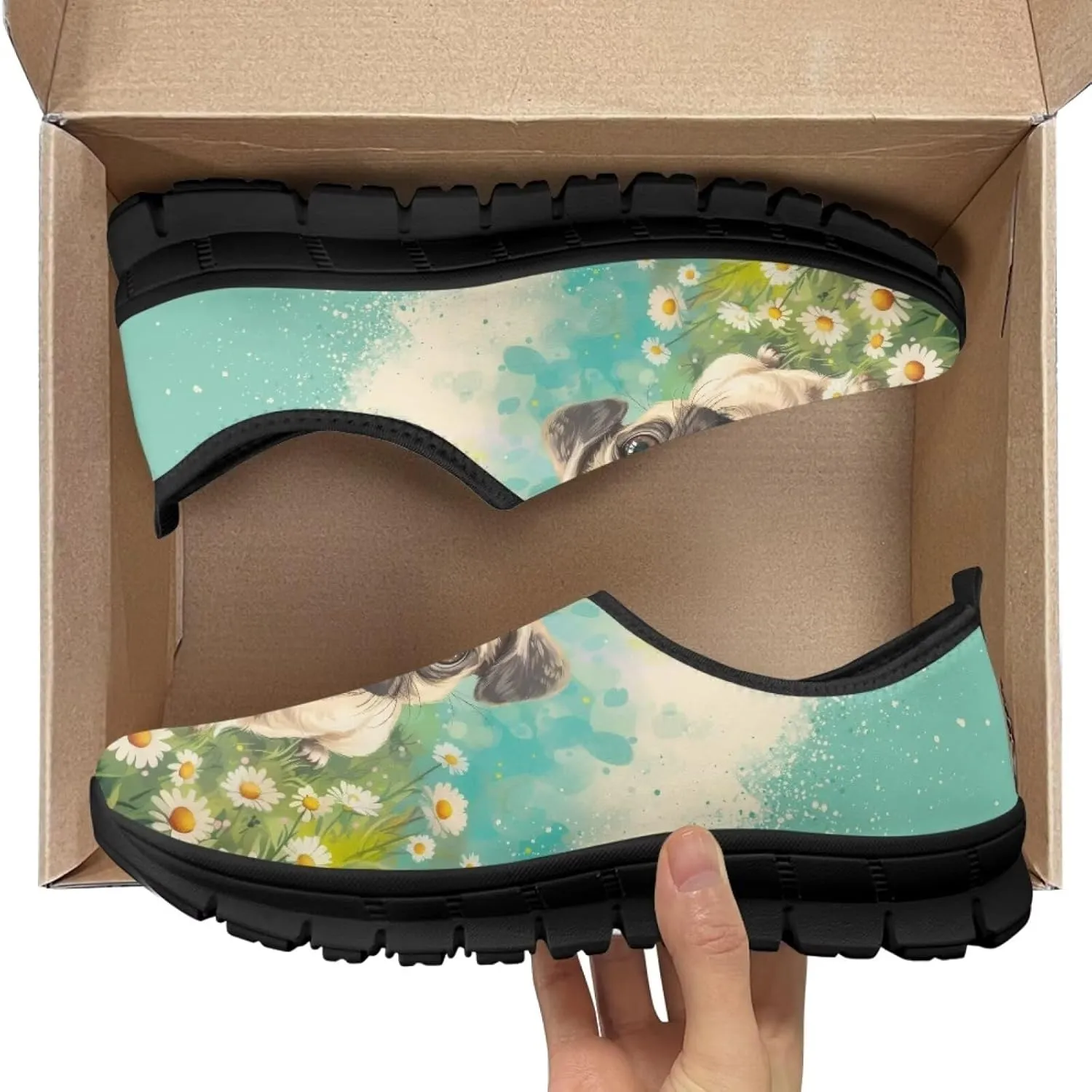 Women's Animals Pattern Sneaker Low Cut Slip on Comfortable Lightweight Walking Anti Slip