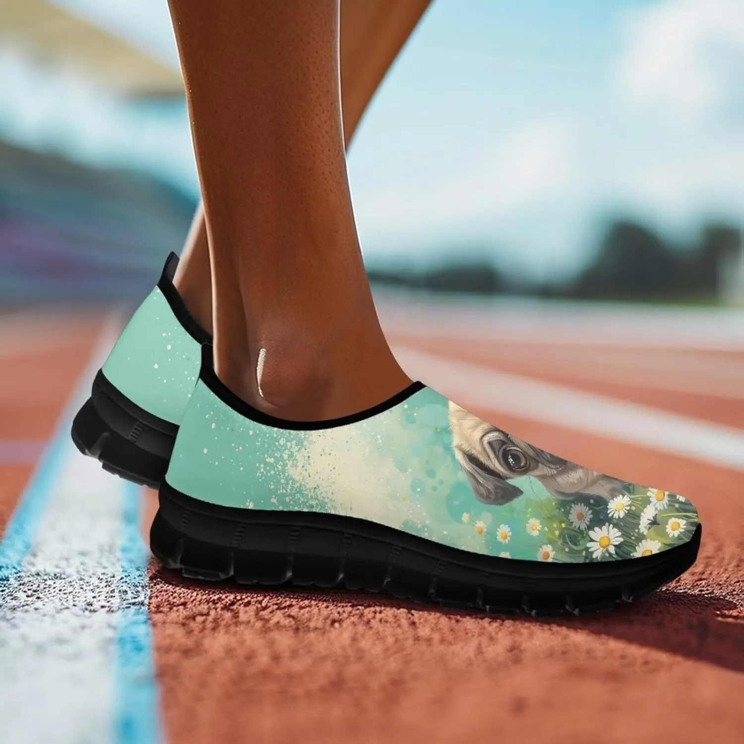 Women's Animals Pattern Sneaker Low Cut Slip on Comfortable Lightweight Walking Anti Slip