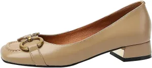 Women's Ballet Flats Chunky Block Low Heel Slip on Pumps