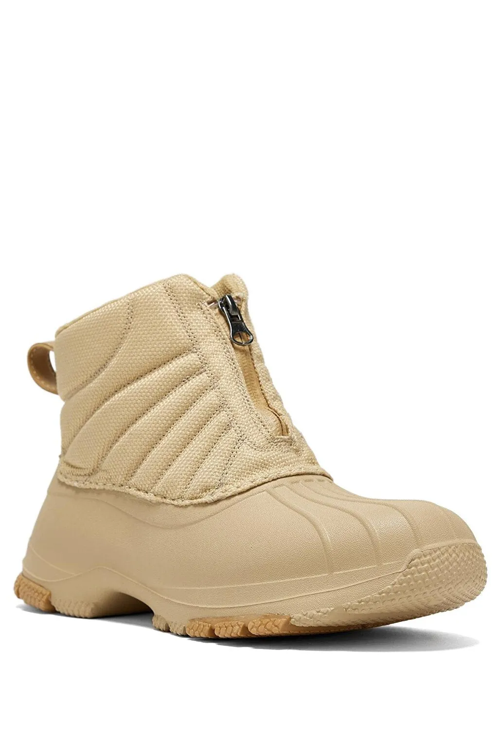 Women's Beige Comfortable Zippered Boots