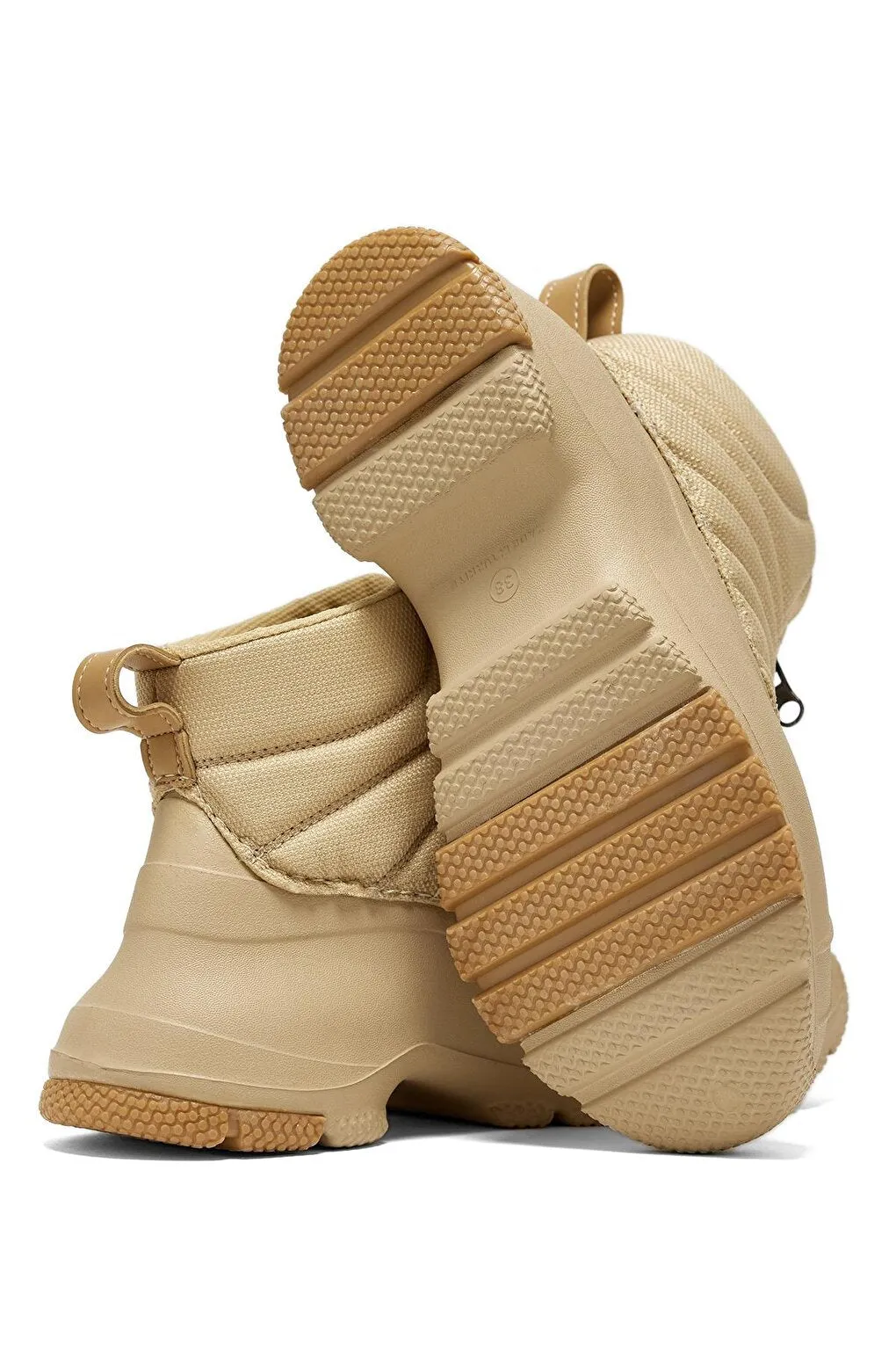 Women's Beige Comfortable Zippered Boots