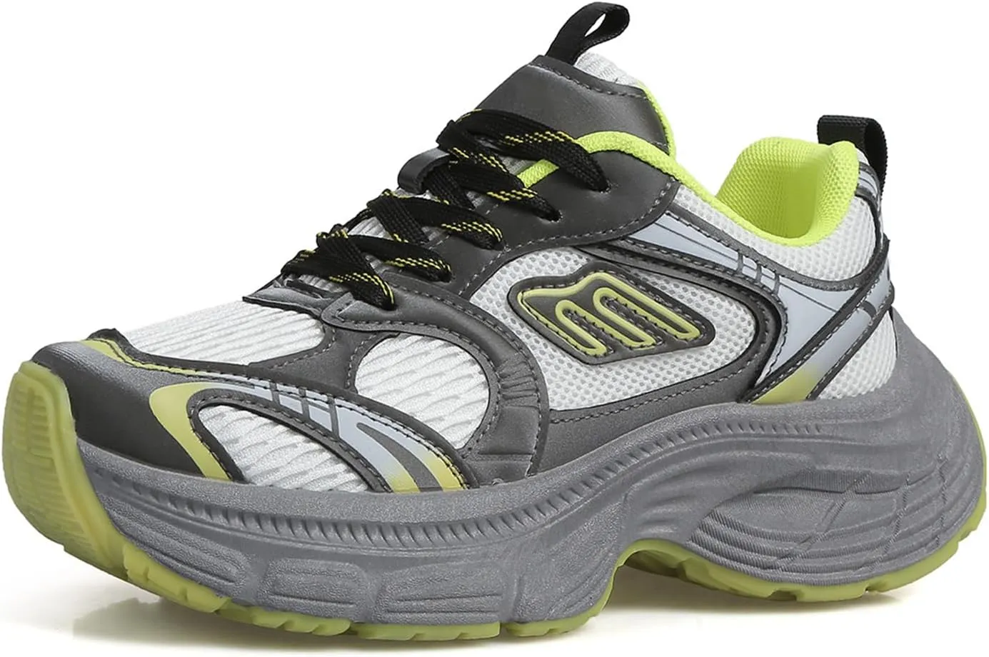 Women's Breathable Dad Shoes Spring Autumn Mesh Thick-Soled White Sneakers Casual Trainers Fashion Lace-up Sports Shoes