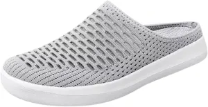 Women's Breathable Walking Mules Shoes - Lightweight Garden Clogs Casual Mesh Sneakers Open Back Slip-on House Shoes
