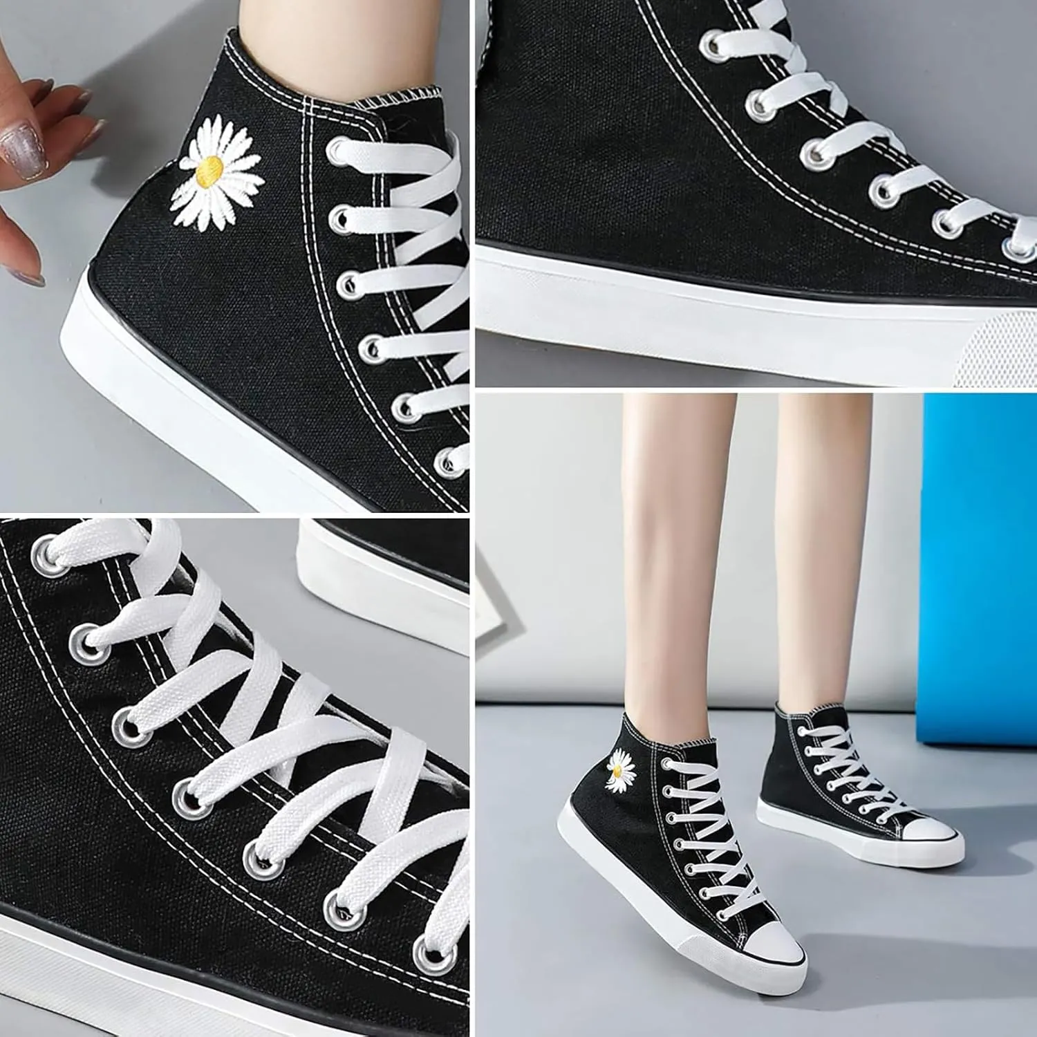 Womens Canvas Sneakers High Top Lace ups Casual Walking Shoes