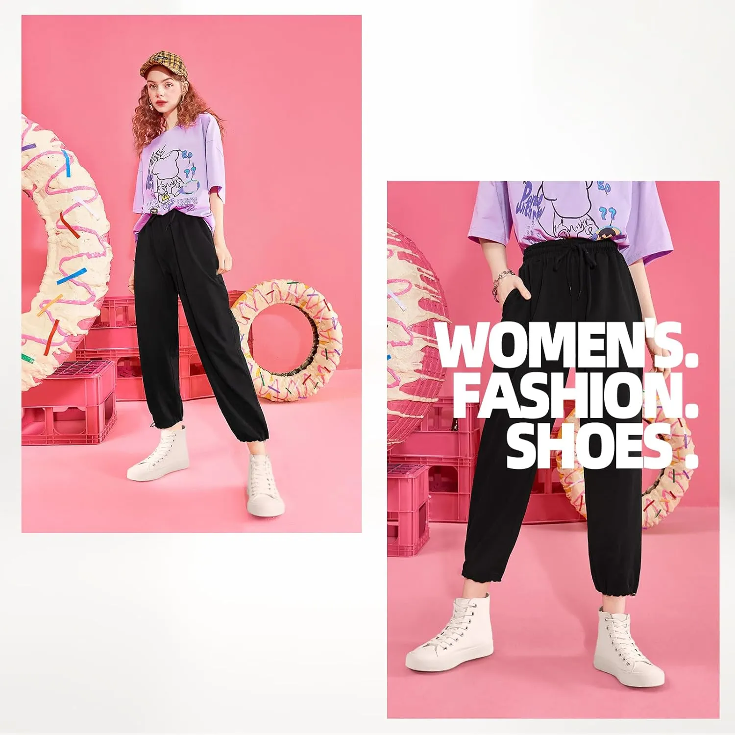 Womens Canvas Sneakers High Top Lace ups Casual Walking Shoes