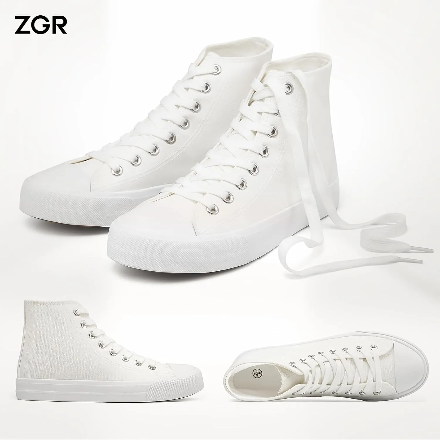 Womens Canvas Sneakers High Top Lace ups Casual Walking Shoes