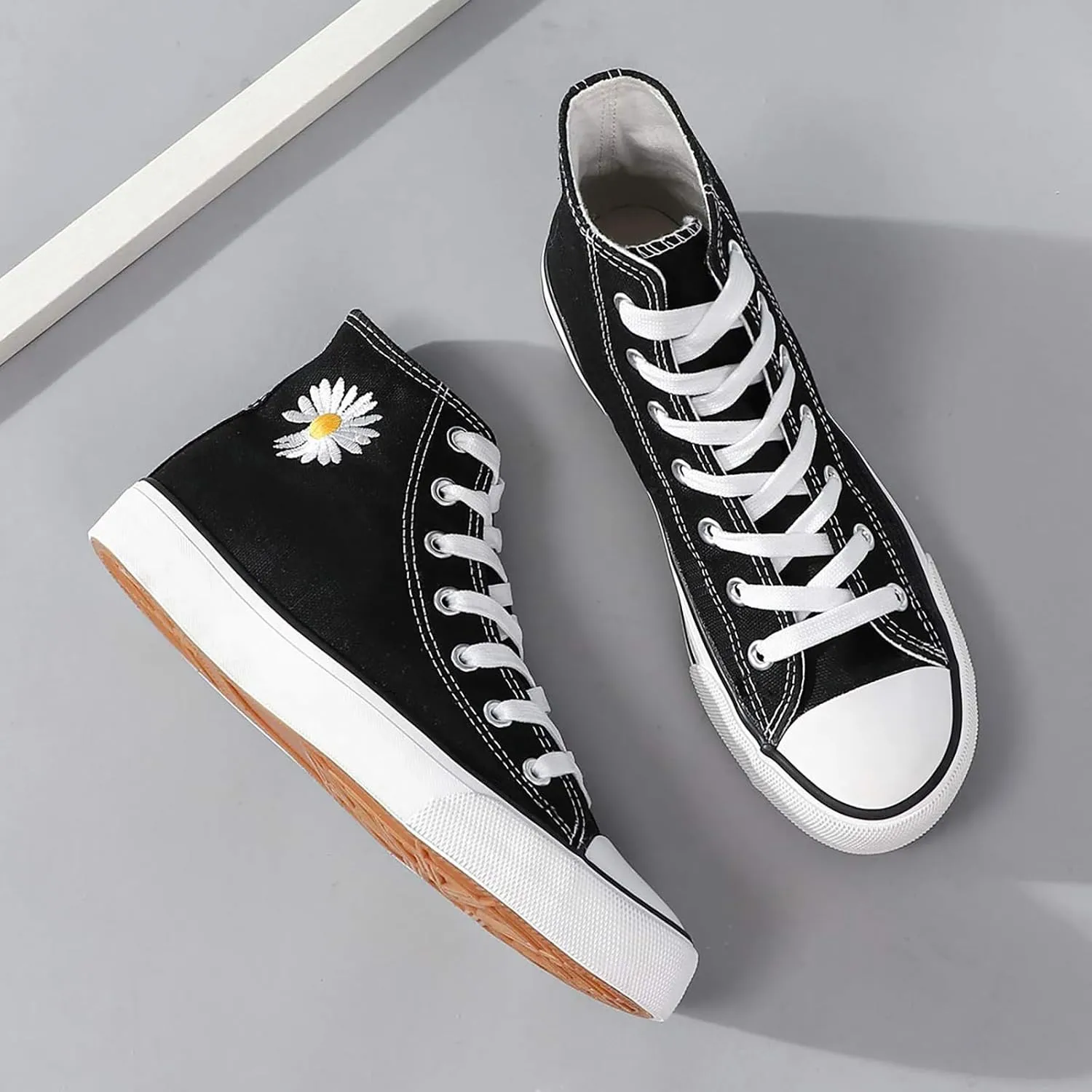 Womens Canvas Sneakers High Top Lace ups Casual Walking Shoes