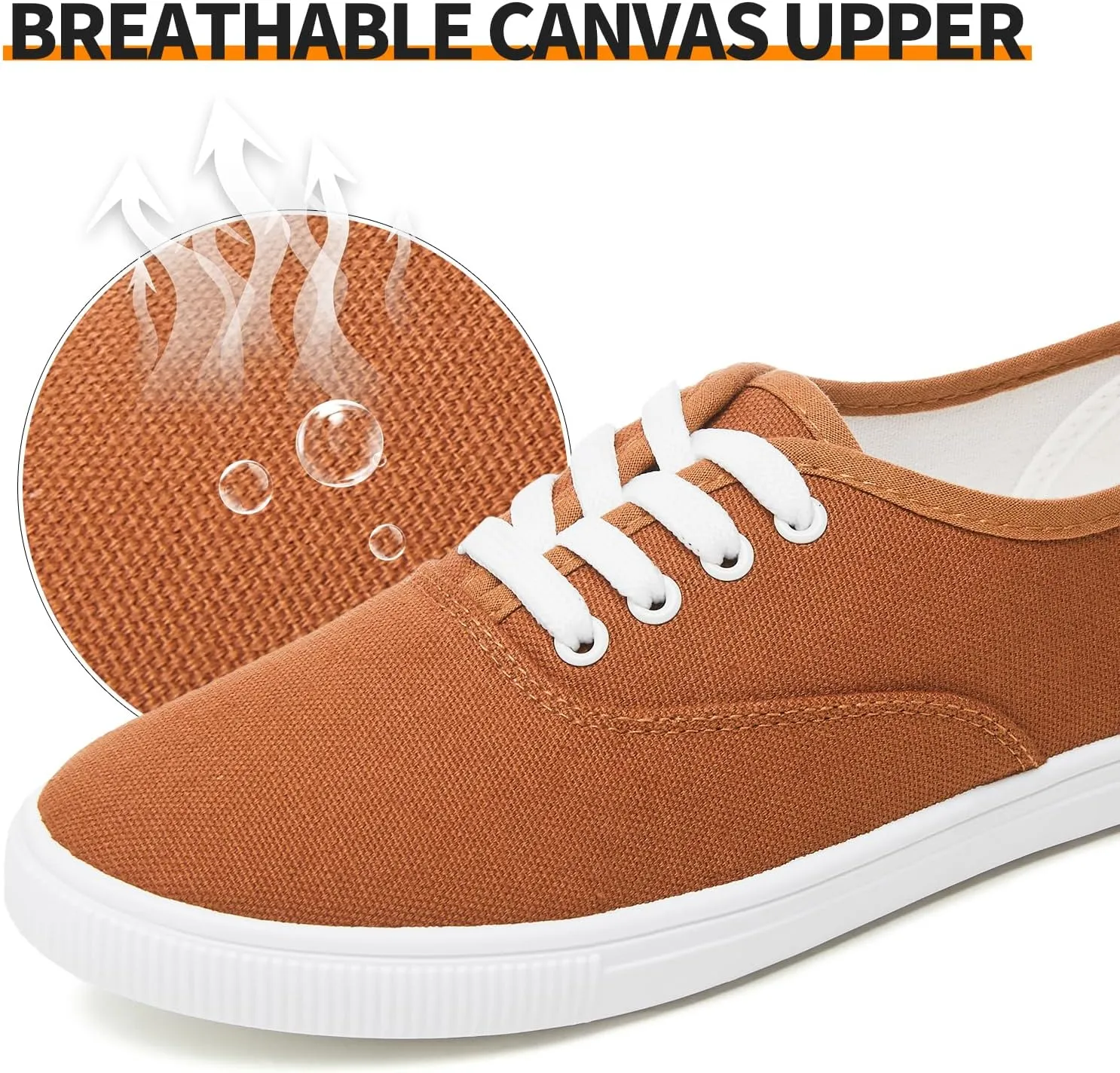 Womens Classic White Sneakers,Low Top White Canvas Shoes,Lightweight Casual Canvas Sneakers