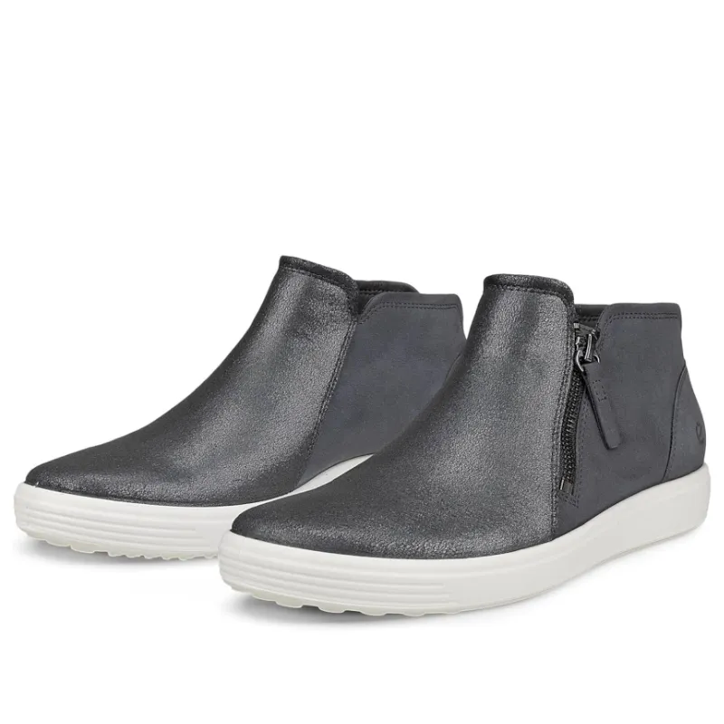 Women’s ECCO Soft 7 Side Zip Boot – Silver Heavy/Magnet