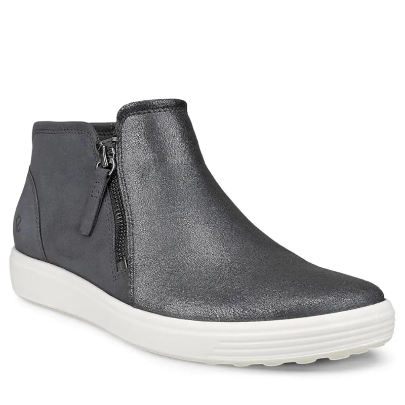 Women’s ECCO Soft 7 Side Zip Boot – Silver Heavy/Magnet
