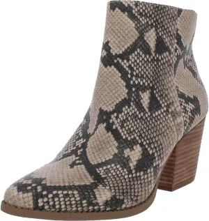 Womens Eryn Snake Print Block Heel Boot Ivory 6.5 Medium (B,M)