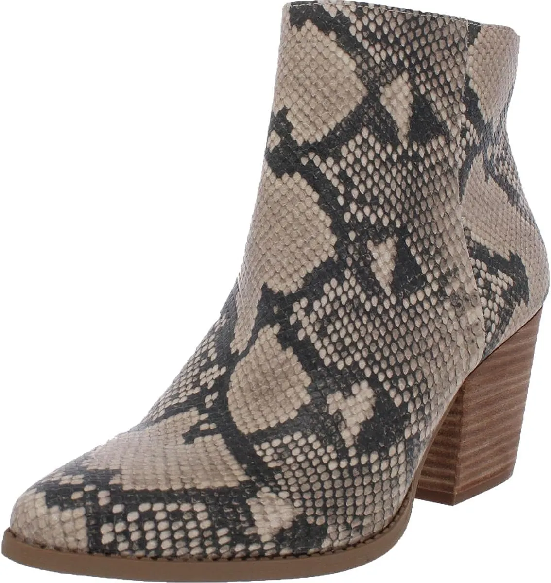 Womens Eryn Snake Print Block Heel Boot Ivory 9.5 Medium (B,M)