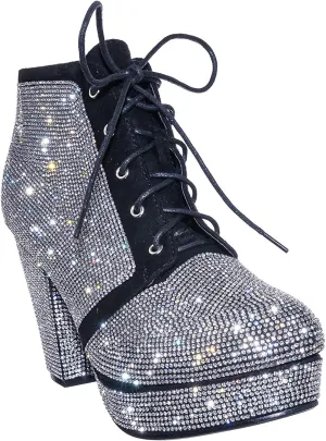 Women’s Fashion Daily Boot Dress Wedding Party Wearing Stylish Shiny Chunky Heel Ankle Booties