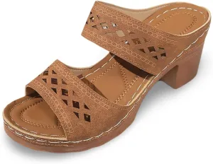 Women's Heeled Sandals Open Toe Slip On Block Womens Chunky Mid Heels Ankle Strap Sandal Slippers