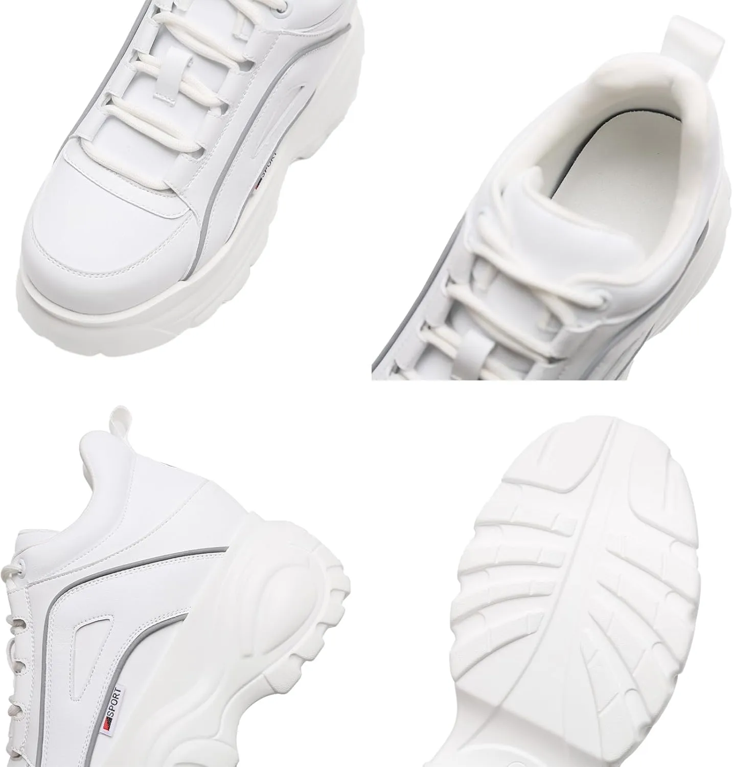 Women's High Platform Punk Chunky Sneakers Casual Lace-up Sports Dad Shoes