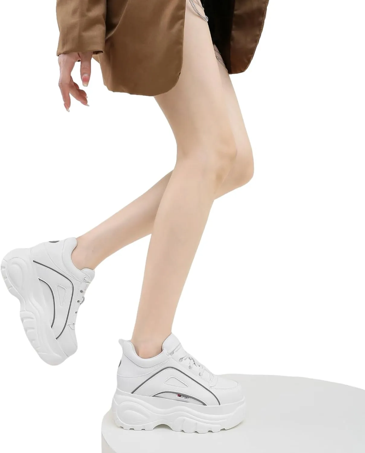 Women's High Platform Punk Chunky Sneakers Casual Lace-up Sports Dad Shoes