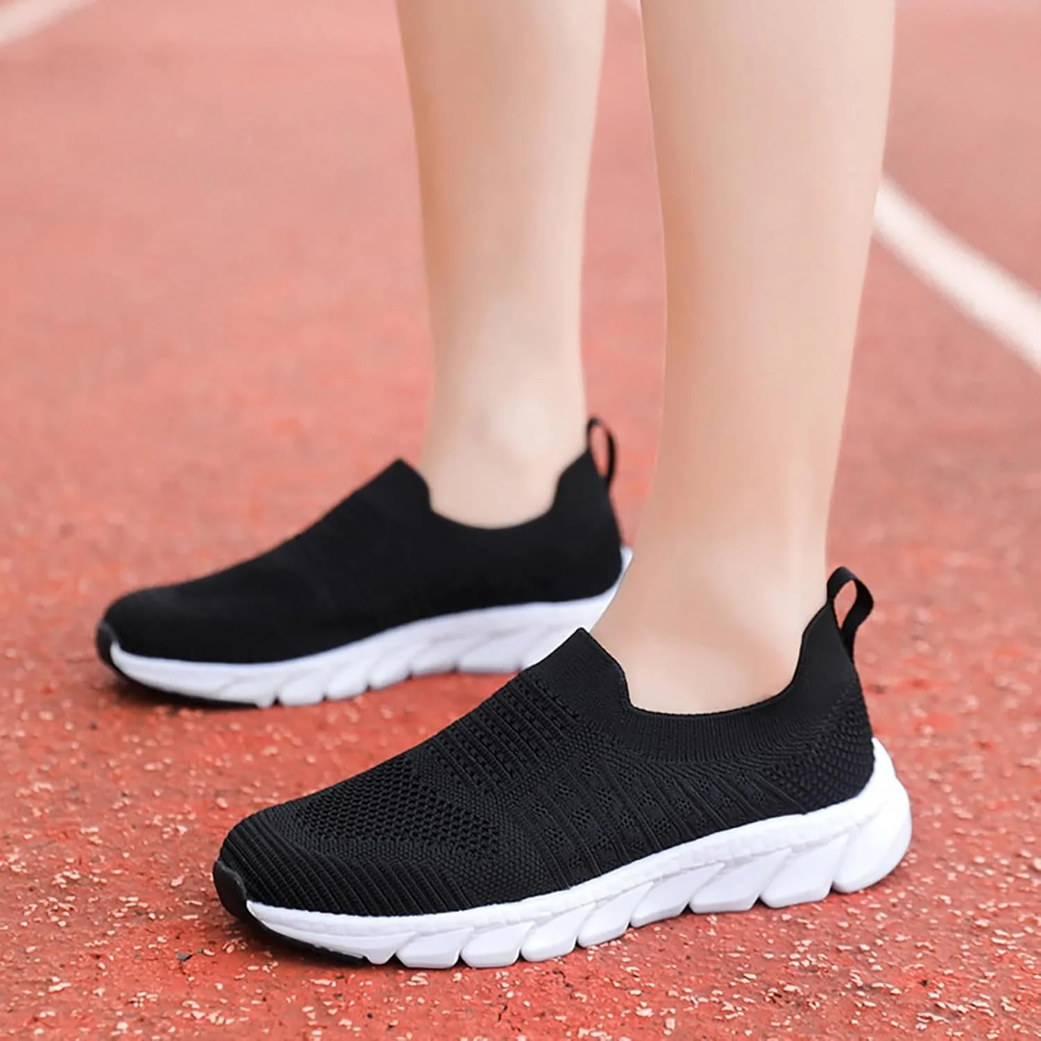 Womens Ladies Walking Running Shoes Slip On Lightweight Tennis Shoes Womens Casual Women's Casual Shoes Men's Fashion Sneakers Black Tennis Shoe Trainers Shoe