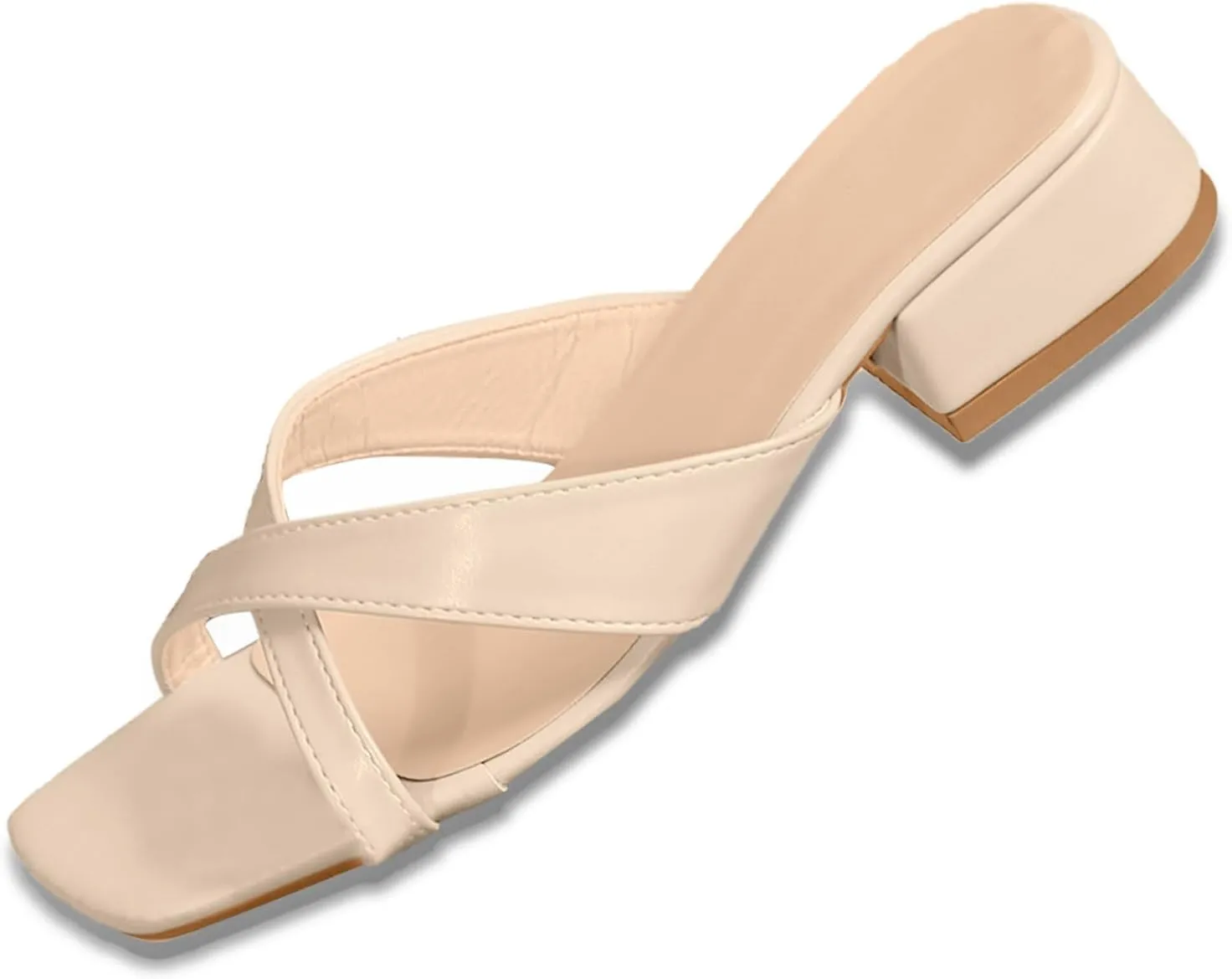 Women's New Women's Shoes Summer Square Toe Fish Mouth Sandals Women's Thick Heel Mid Heel Womens Cork Sandals Size 11