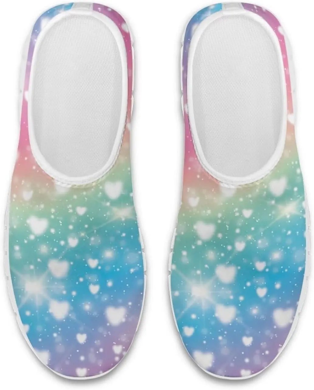 Women's Rainbow Print Shoes Slip On Casual Walking Sneakers Non Slip Comfortable Low Top Ourdoor Sports Flat Shoes