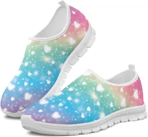 Women's Rainbow Print Shoes Slip On Casual Walking Sneakers Non Slip Comfortable Low Top Ourdoor Sports Flat Shoes