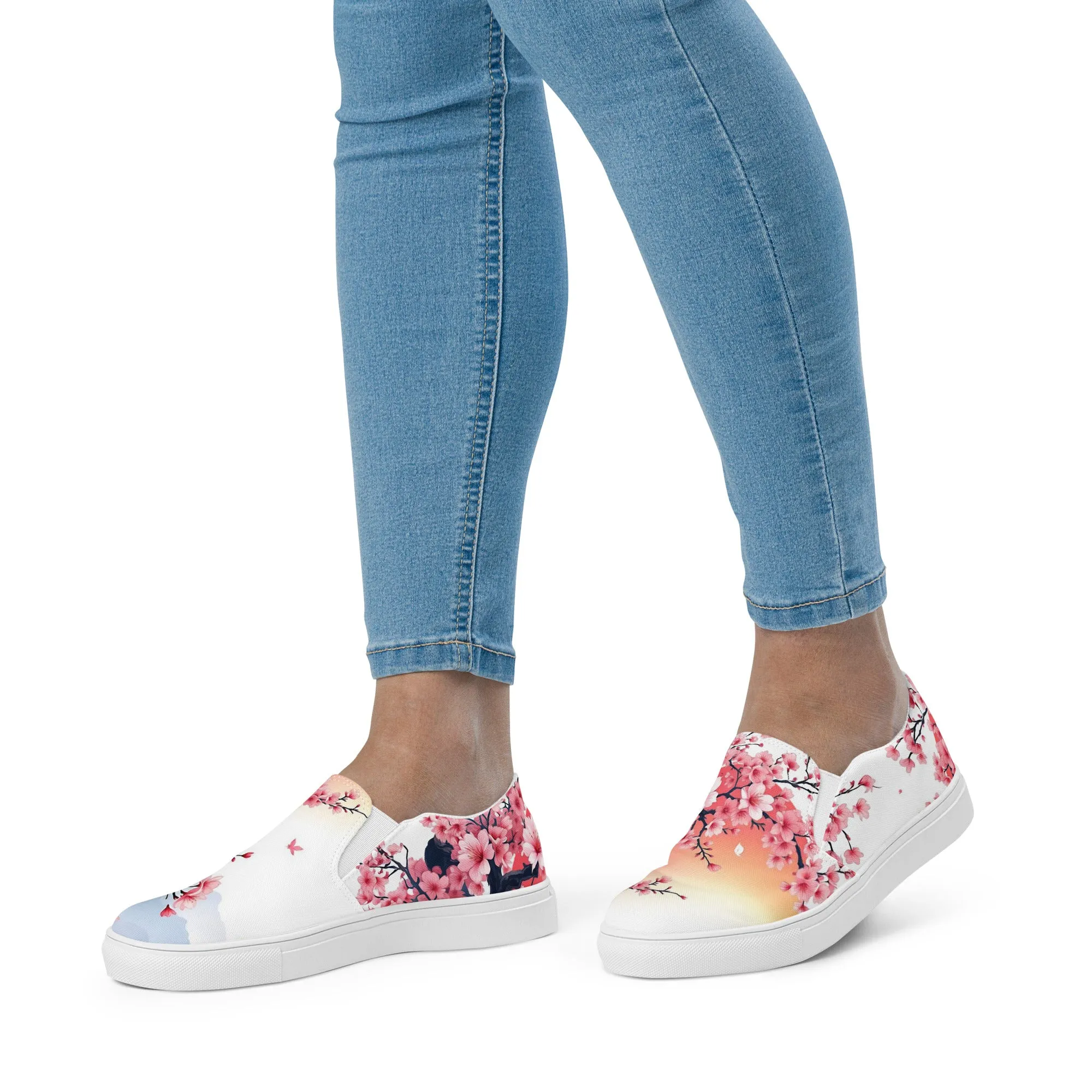 Women’s slip-on canvas shoes - Cherry Blossom SG018
