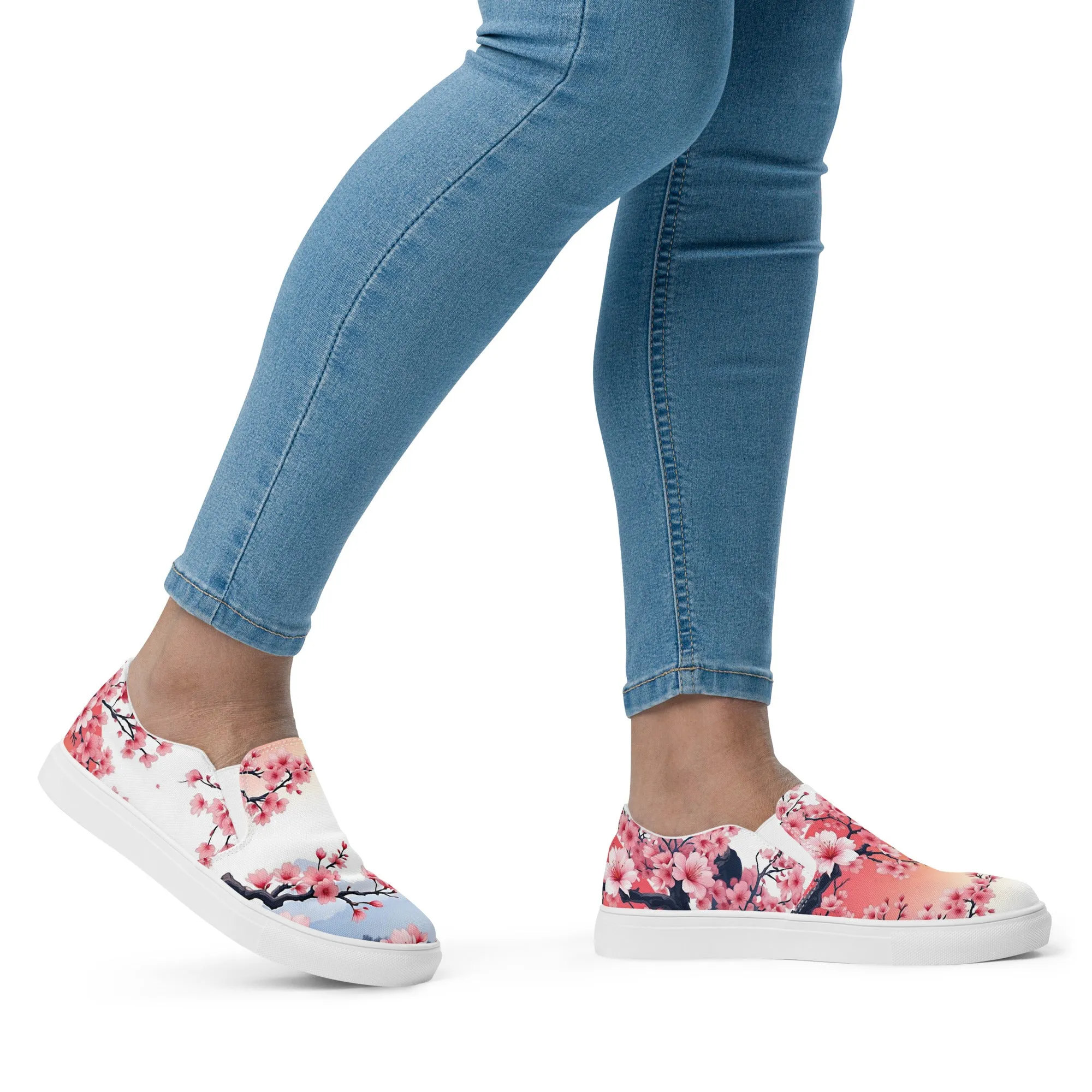 Women’s slip-on canvas shoes - Cherry Blossom SG018