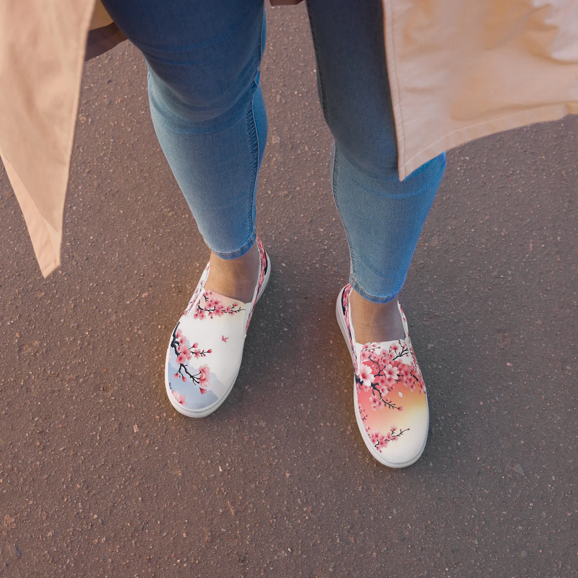 Women’s slip-on canvas shoes - Cherry Blossom SG018