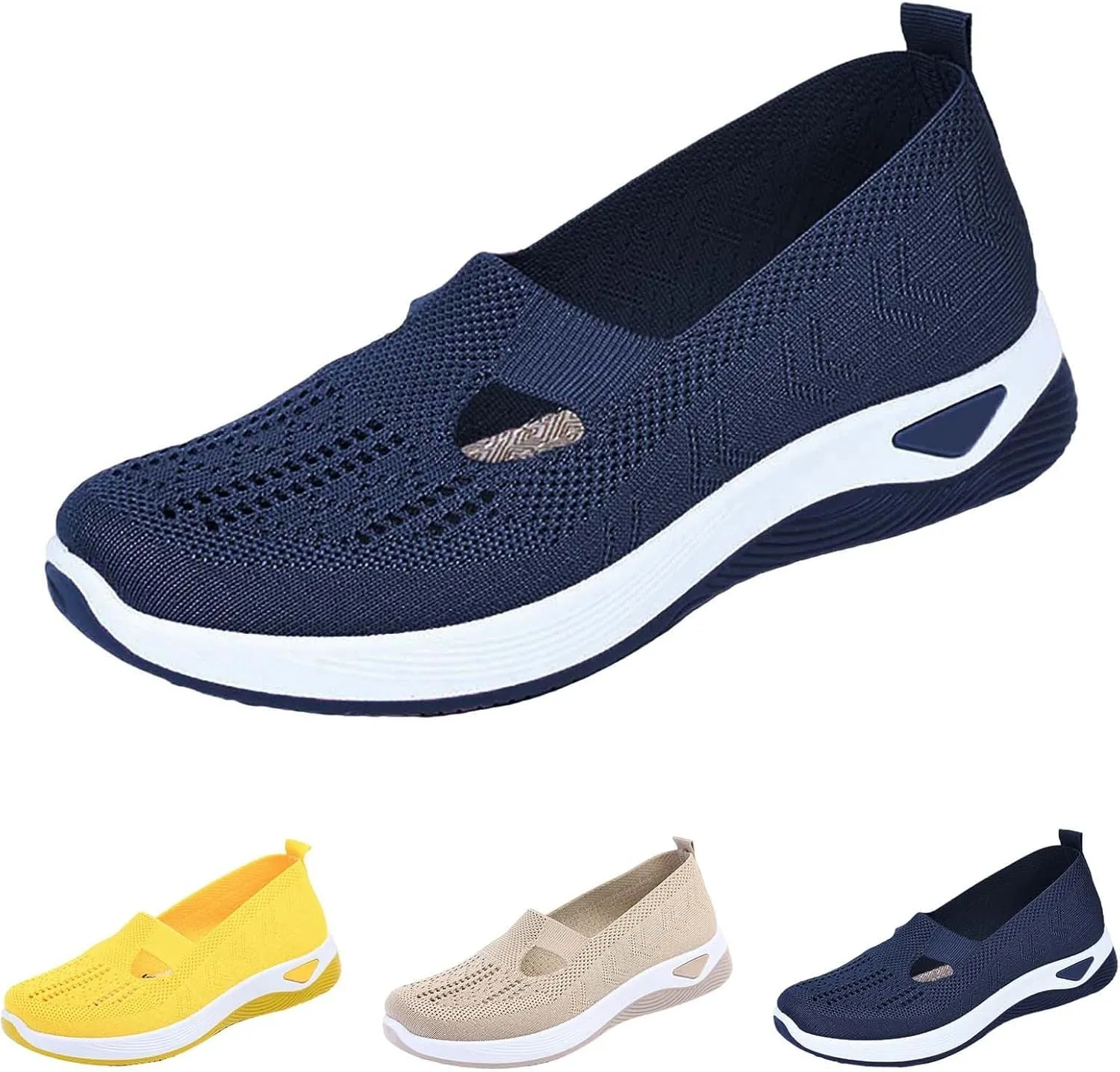 Women's Slip on Sneakers Shoes Woven Orthopedic Non Slip Work Shoes Women Arch Support Business Casual Shoes Dress Sneakers Waterproof Tennis Shoe Loafers Shoe