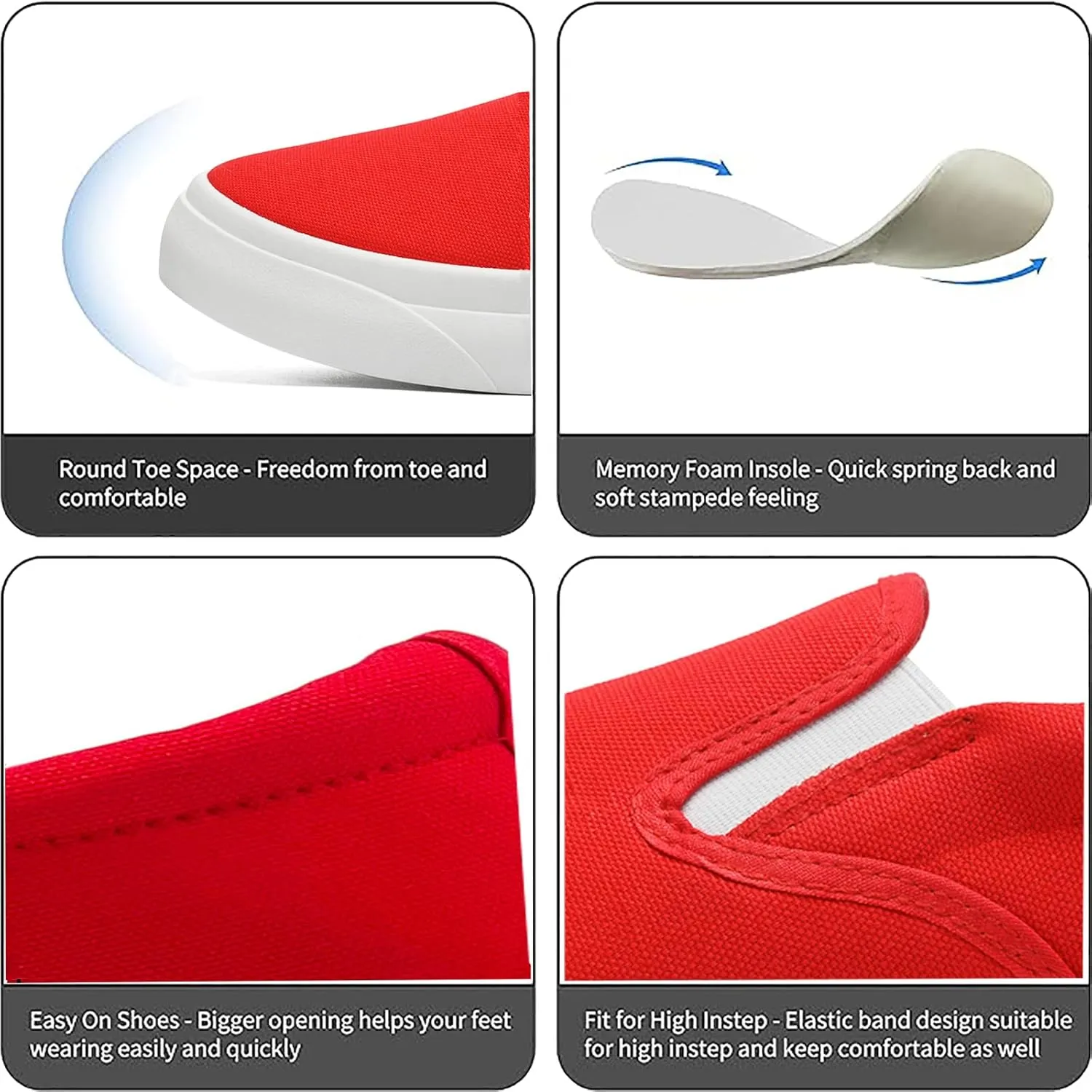 Women's Slip on Sneakers Womens Loafers Classic Canvas Leisure Vintage Flat Fashion Comfortable Elastic Sneakers
