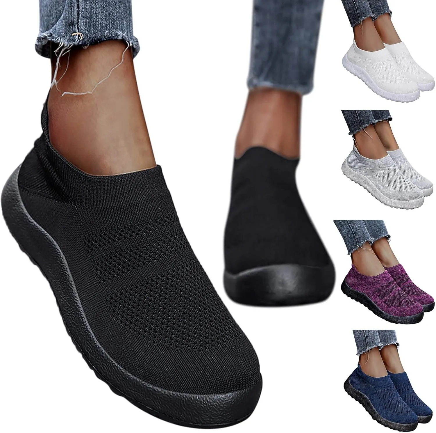 Womens Slip on Walking Shoes Comfort Lightweight Running Shoes for Men Casual Business Casual Shoes Black Sneakers Platform Tennis Shoe Loafers Shoe